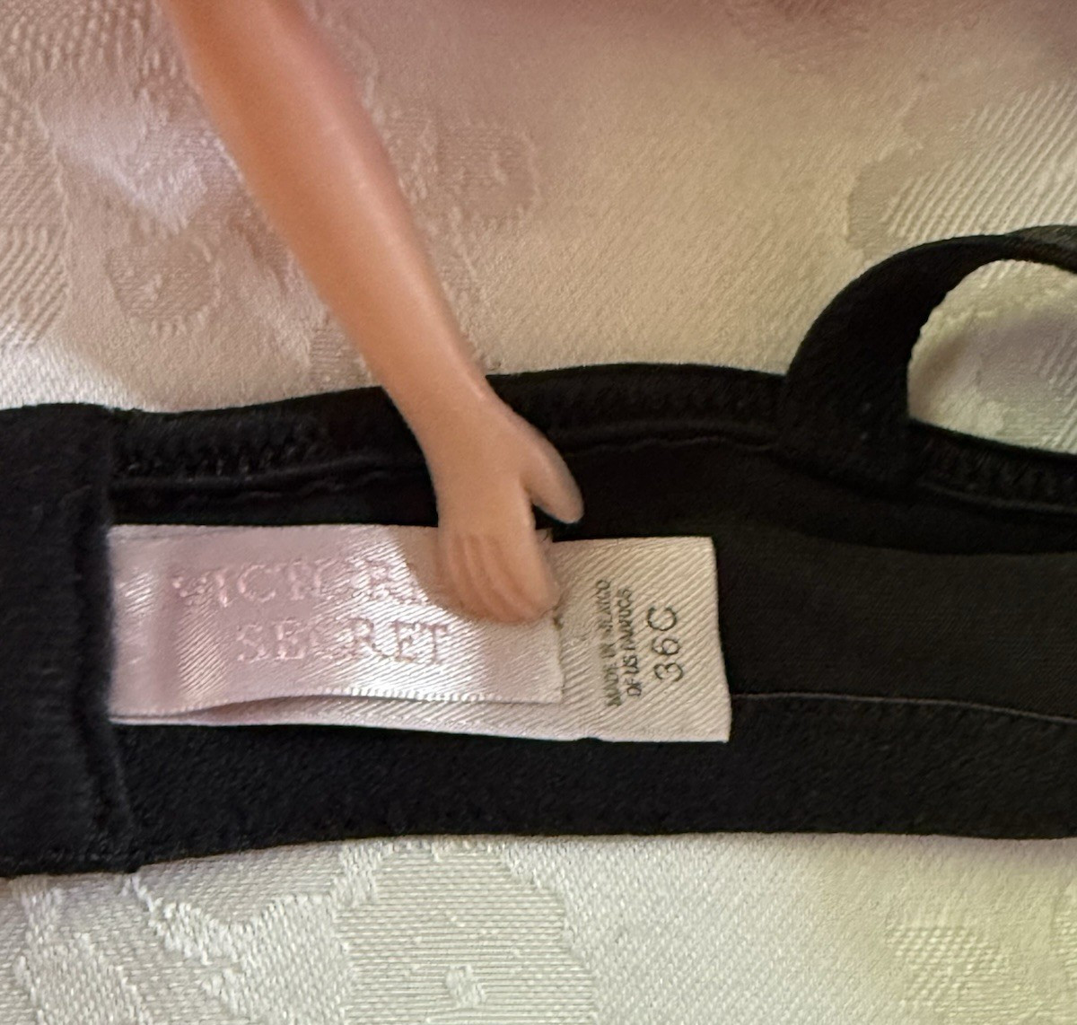 Vtg Y2K Vassarette Bra Satin Scroll & Vanity Fair Panty Brief Set 7 L Black 38C