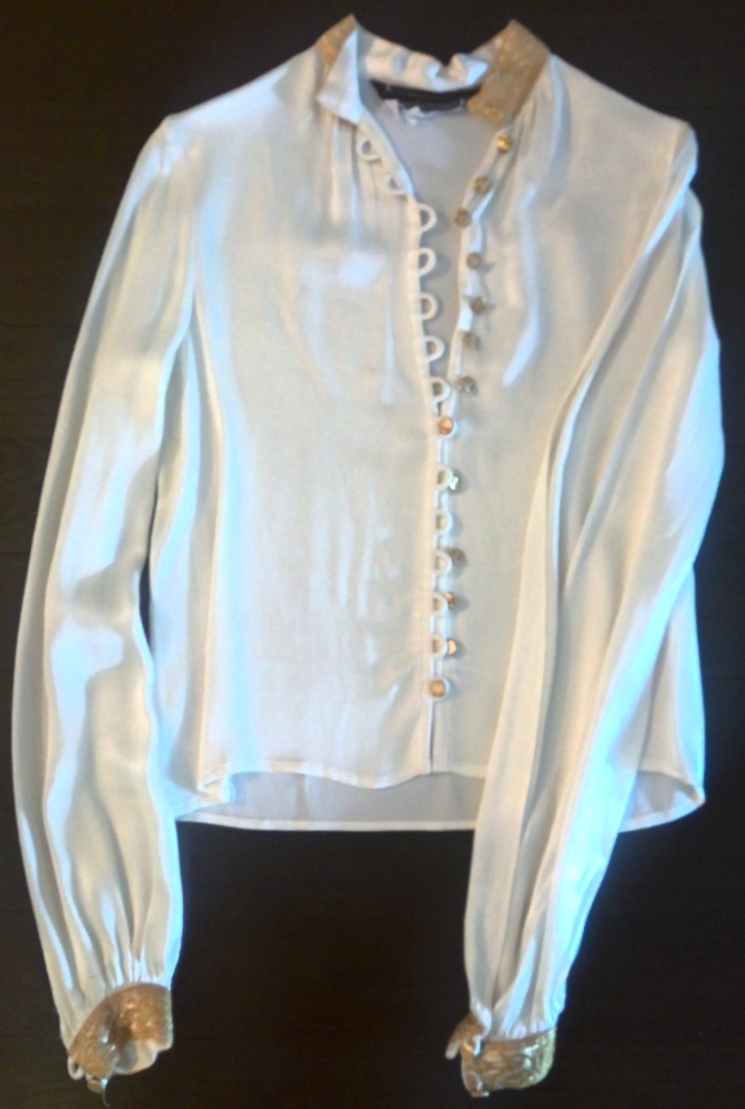 Vintage 1960’s Paraphernalia Cream/Gold Blouse Designed by Michael Mott Size 7