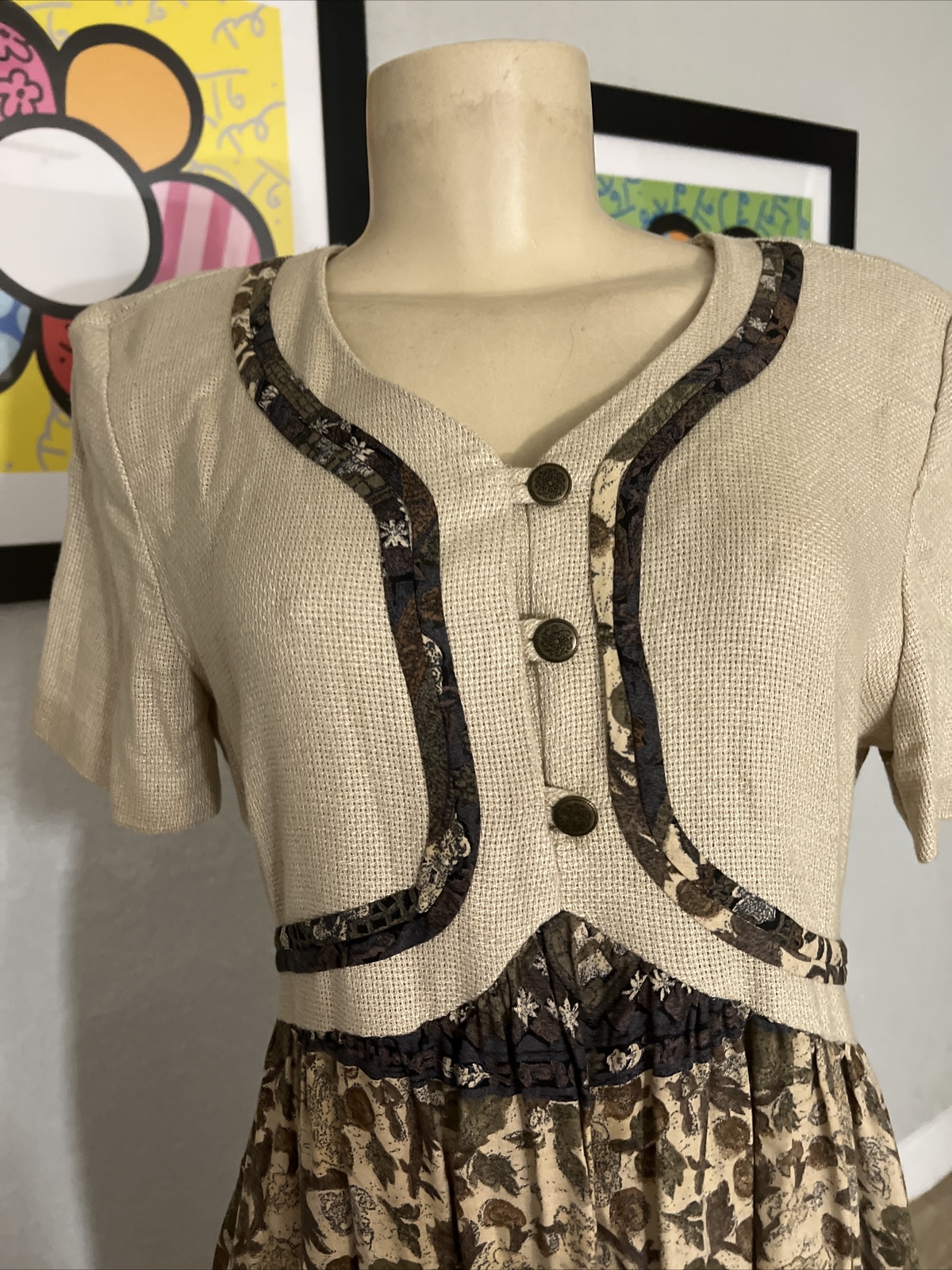 Vintage 80’s Stuart Alan Floral Dress Boho Tieback Sz 8 y9