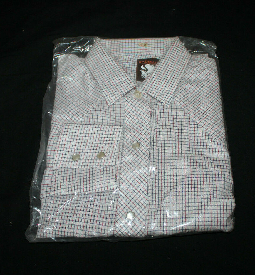 Women’s Karman Long Sleeve Western Wear Shirt Red Blue Plaid Size 8/30 NWT