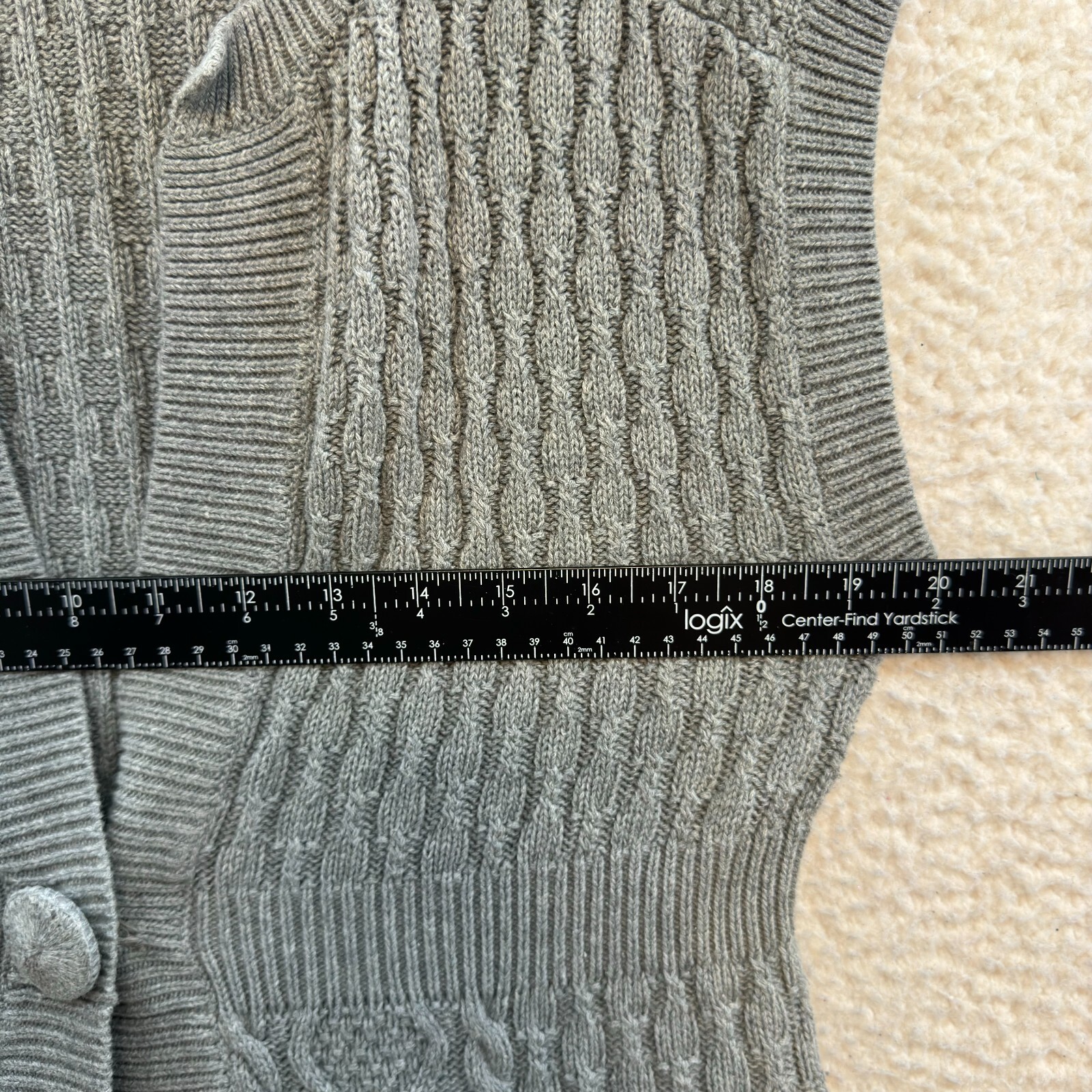 Y2K Vintage Sweater Top Medium Grey Cardigan Long Tunic Cable Knit Boho Grunge