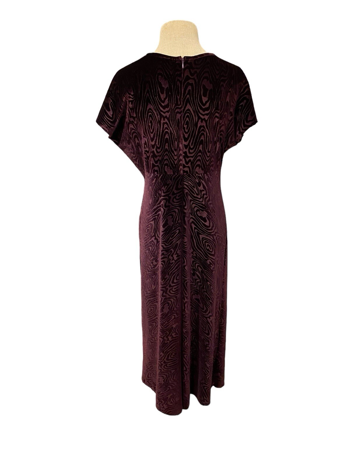 Vintage K.C. Spencer Purple Velvet Swirl Design Maxi Dress Size 12