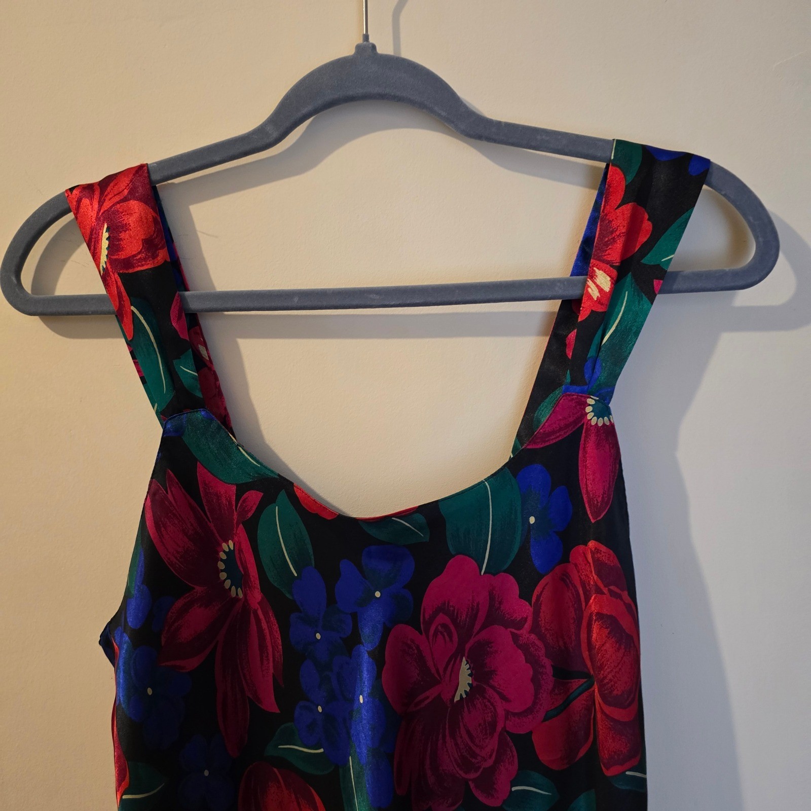 Vintage Sedu Floral Satin Chemise Nightgown Womens Medium Sleepwear
