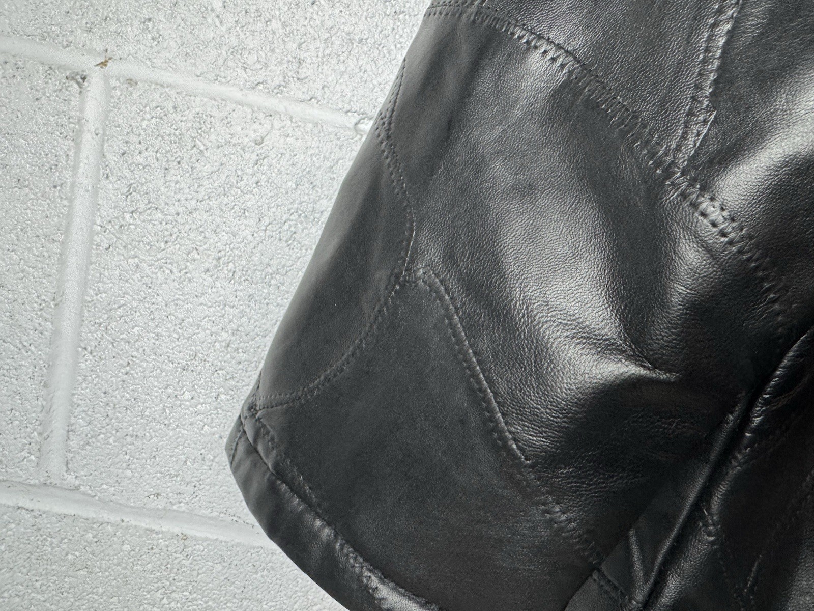 Vintage Y2K Tudor Court Women’s Black Patchwork Leather Jacket Coat Size L