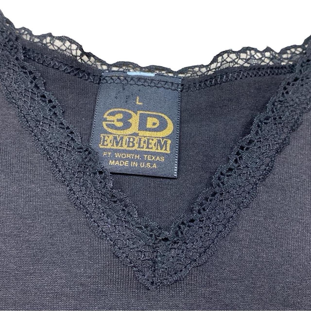 Vintage 1990 3D Emblem Harley Honey V-Neck Women’s Lace Eyelet Trim Shirt L