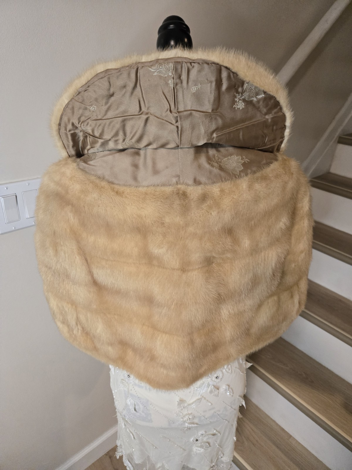 Luxury Vintage Fur Natural Blond Mink Stole Wrap Cape Bolero Formal Bridal Fur