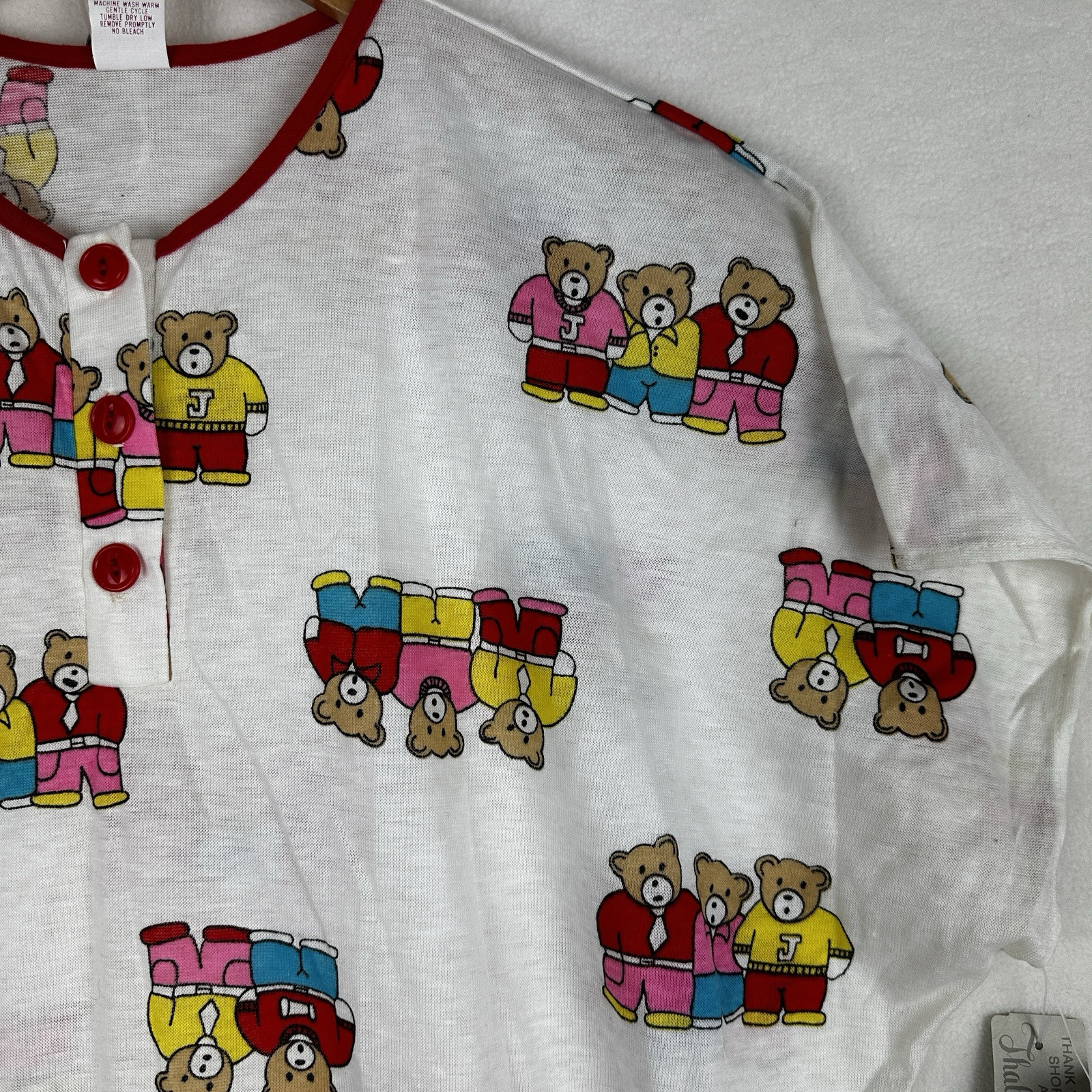 Vintage Women’s Large Nightgown Jennifer Dale Teddy Bear Short Sleeve Union Made