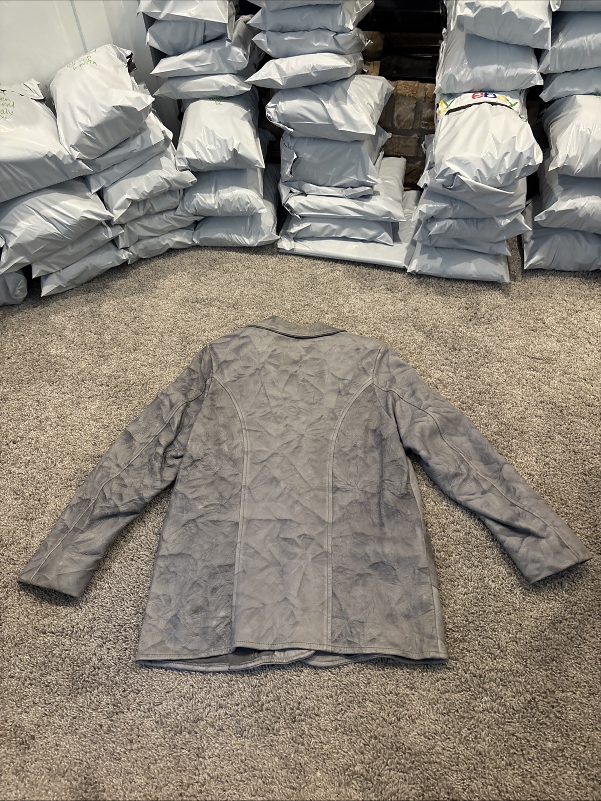 Vintage Midwestern Sport Button Gray Leather Deerskin Jacket Made In USA 34/10