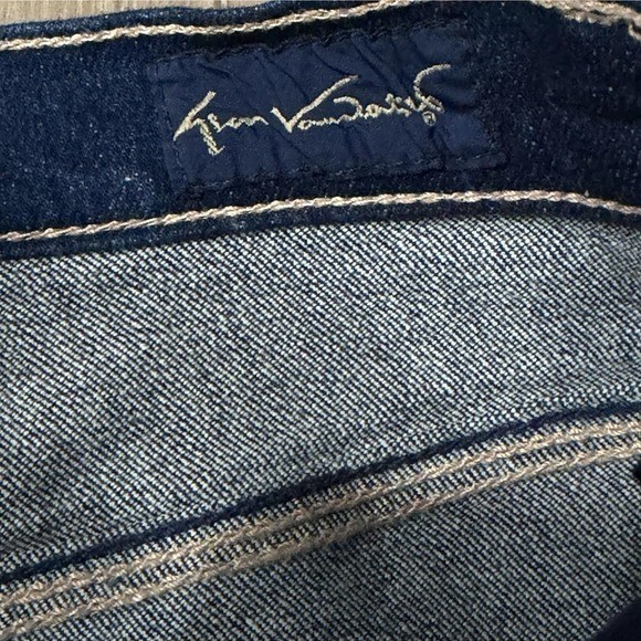 Gloria Vanderbilt Vintage High Rise Straight Leg Indigo Jeans White Stitching 6