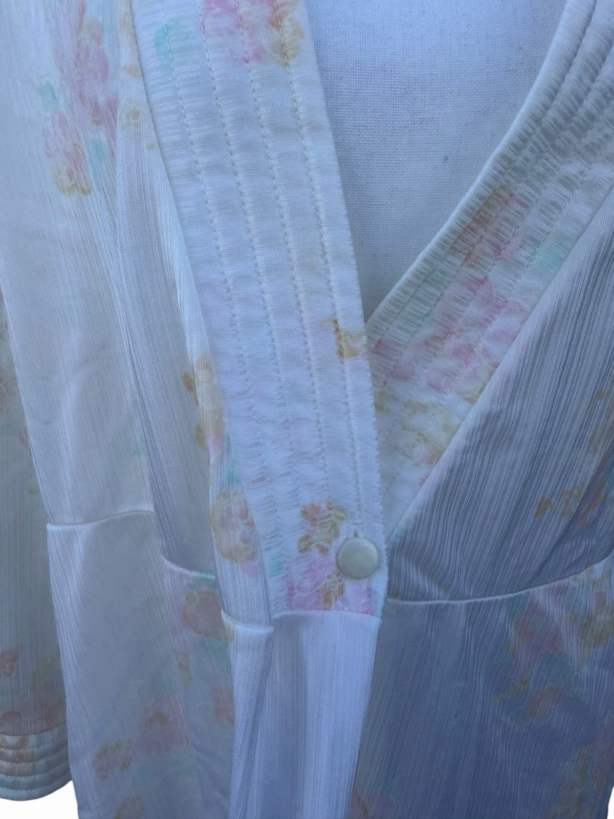 Vintage 80s Rikki New York Robe Womens M Floral Nylon Midi Sleep Gown USA