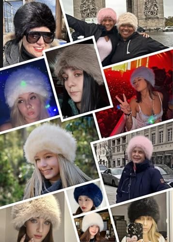 Lina & Lily Women’s Winter Cossack Hat Russian Style Long Pile Faux Fur Red