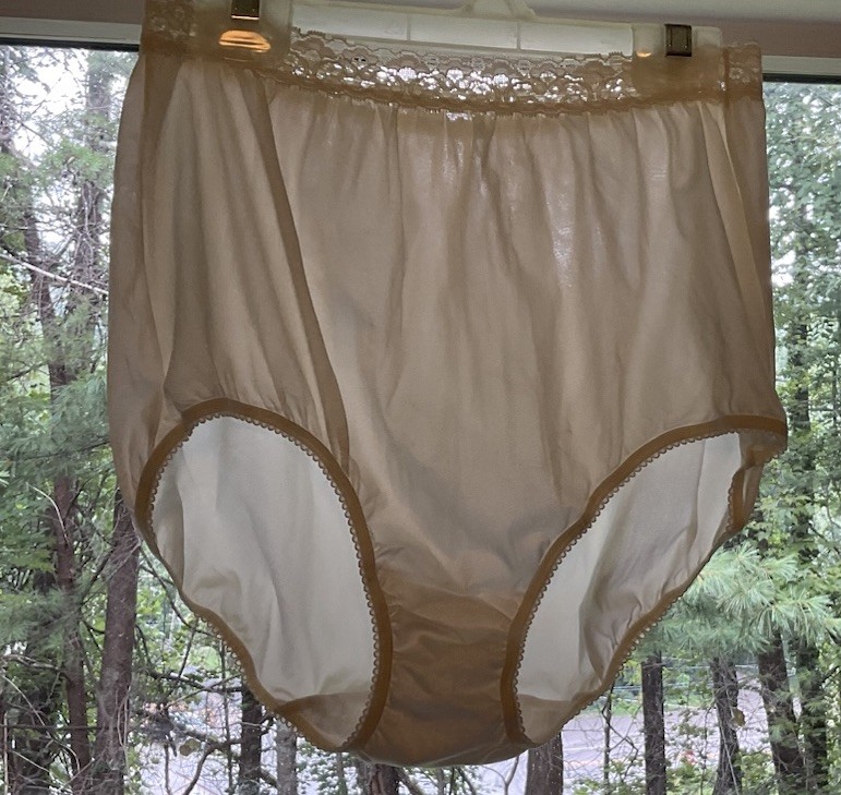 Vintage Vanity Fair White Lace Trim High Waist Brief Panties Size 8 Regular