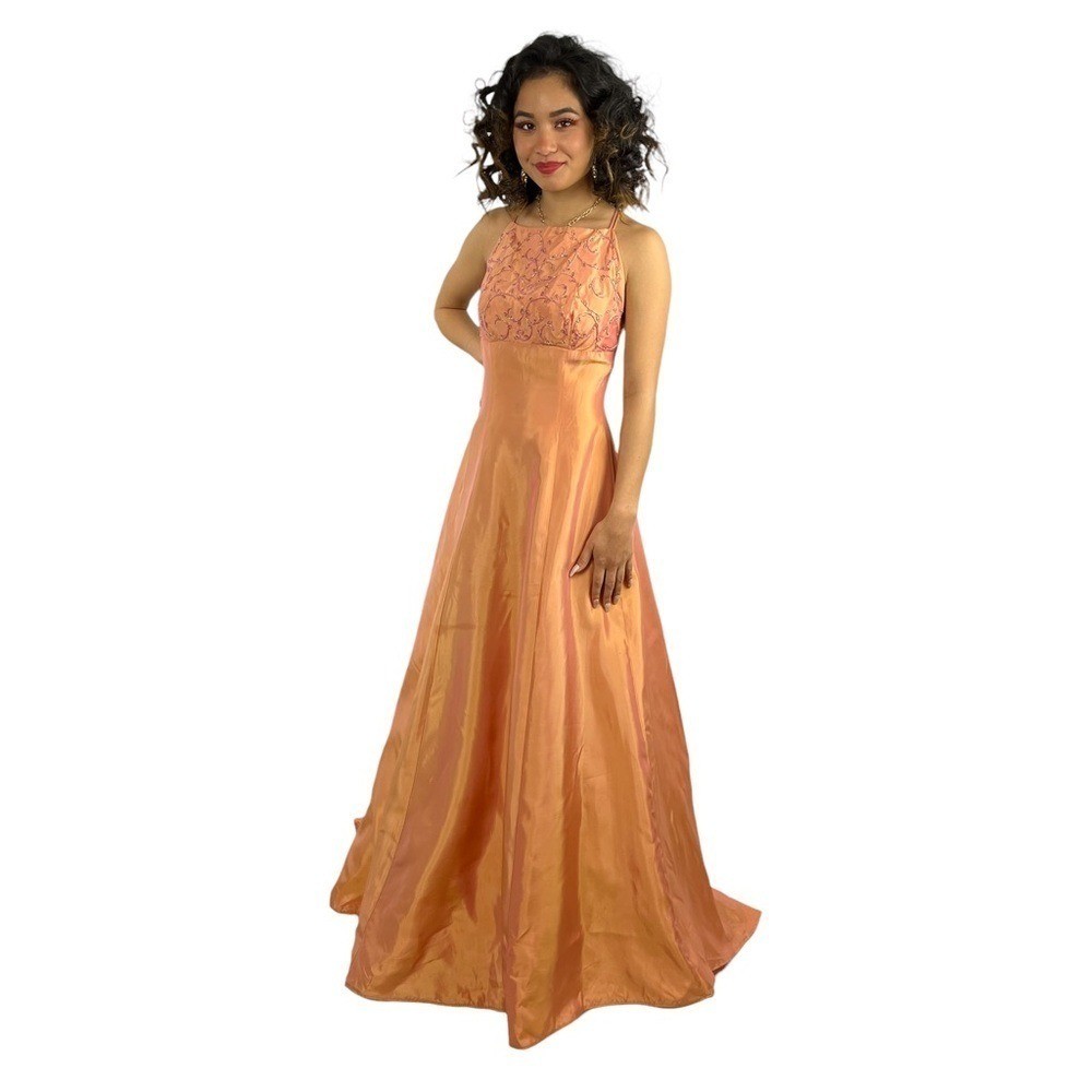 Alfred Angelo Vintage Y2K Prom Maxi Gown Fairy Empire Beads Corset Fairy Glam XS