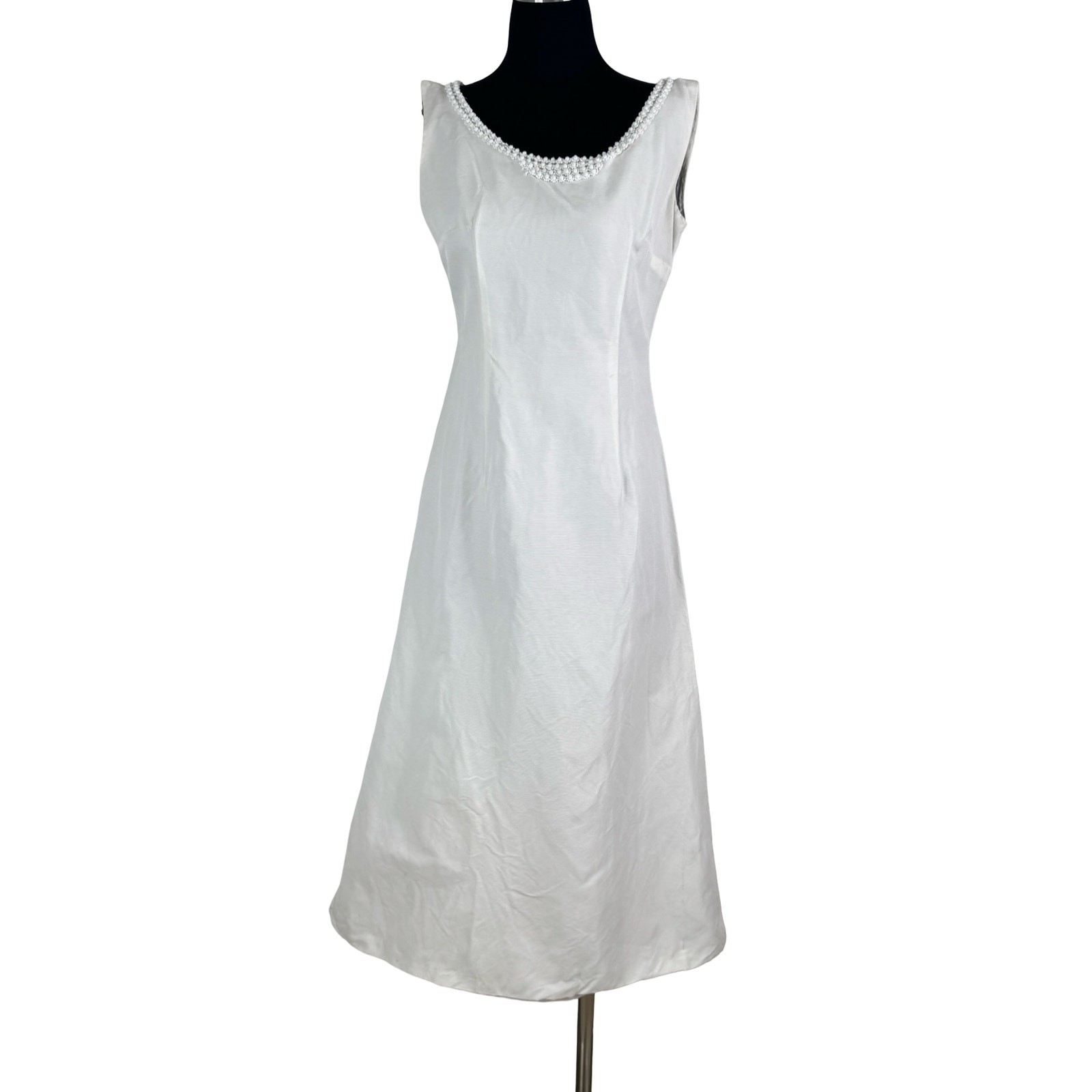 Vintage 60s White Beaded Wedding Dress Gown Ribbed Faille Project Costume AS IS