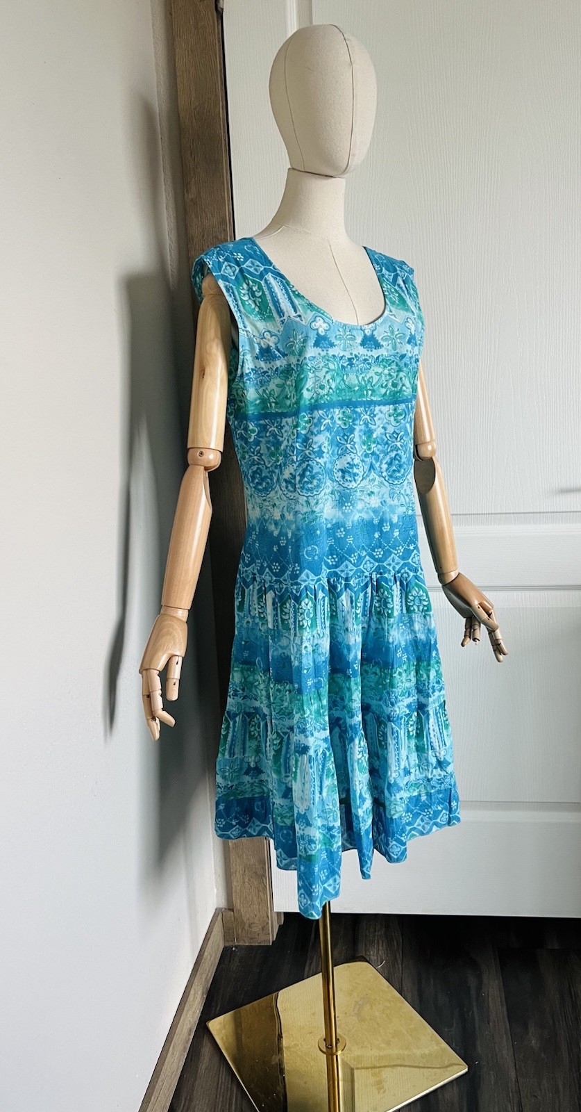 Vintage Phool India Boho Dress Lace Up Back Cotton Sundress COLORFUL Sz L NWOT
