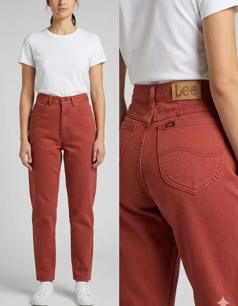 Vintage 90’s Lee Terracotta High Waist Cotton Mom Jeans Made In USA Size 28×28