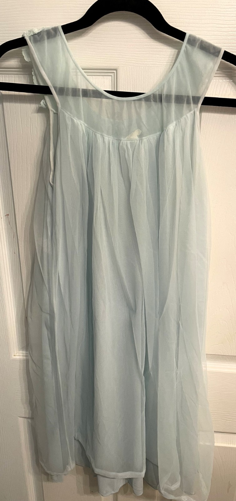 VTG Lisette Baby BLUE BABYDOLL FULL Sheer Chiffon Peignoir Robe Nightgown Small