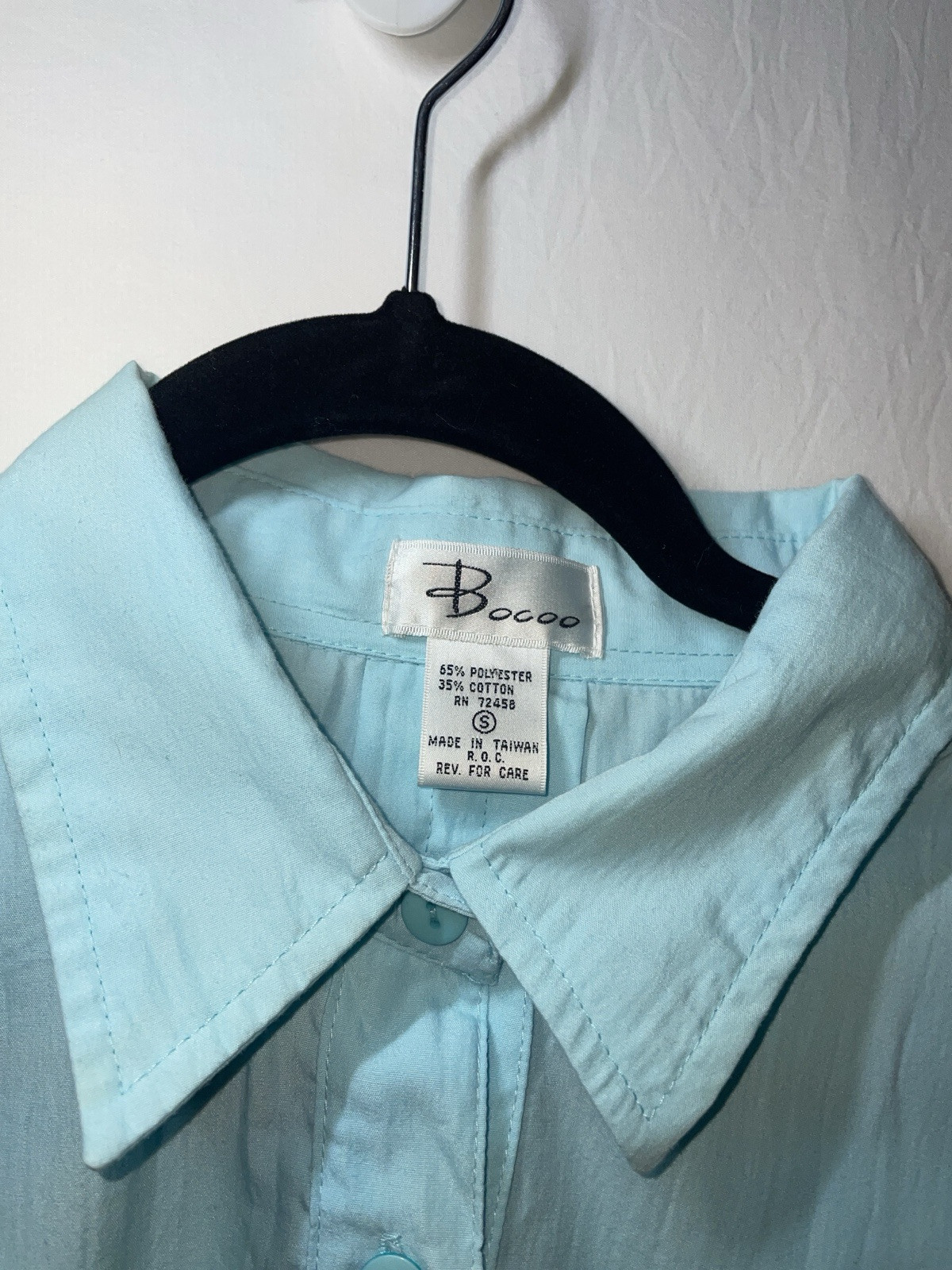 Vintage Women’s Bocoo Nylon Trim Blue Pullover Top (1980s) EUC