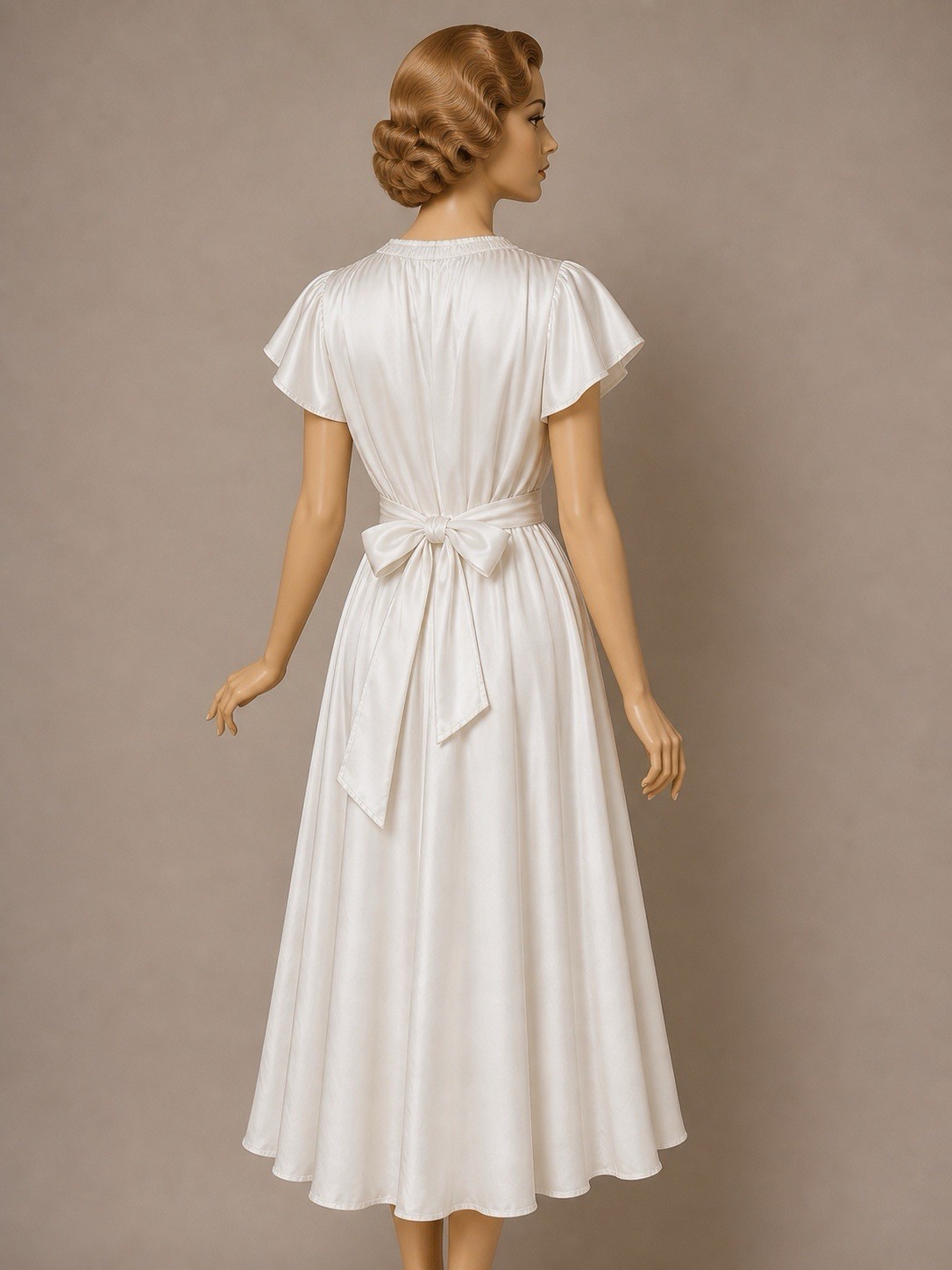 Regal 1930s-1940’s Candlelight Ivory Silk Satin Dress Wedding Gown Bridal Gown