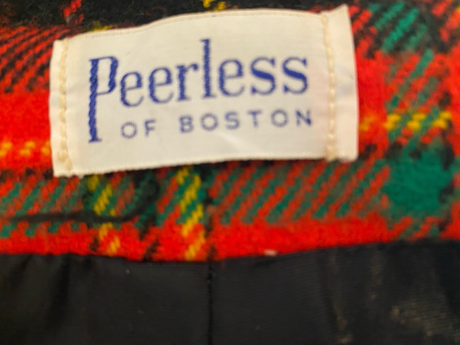 Peerless of Boston VTG Jacket 1970s Plaid 13 14 Retro Red Green Yellow Black