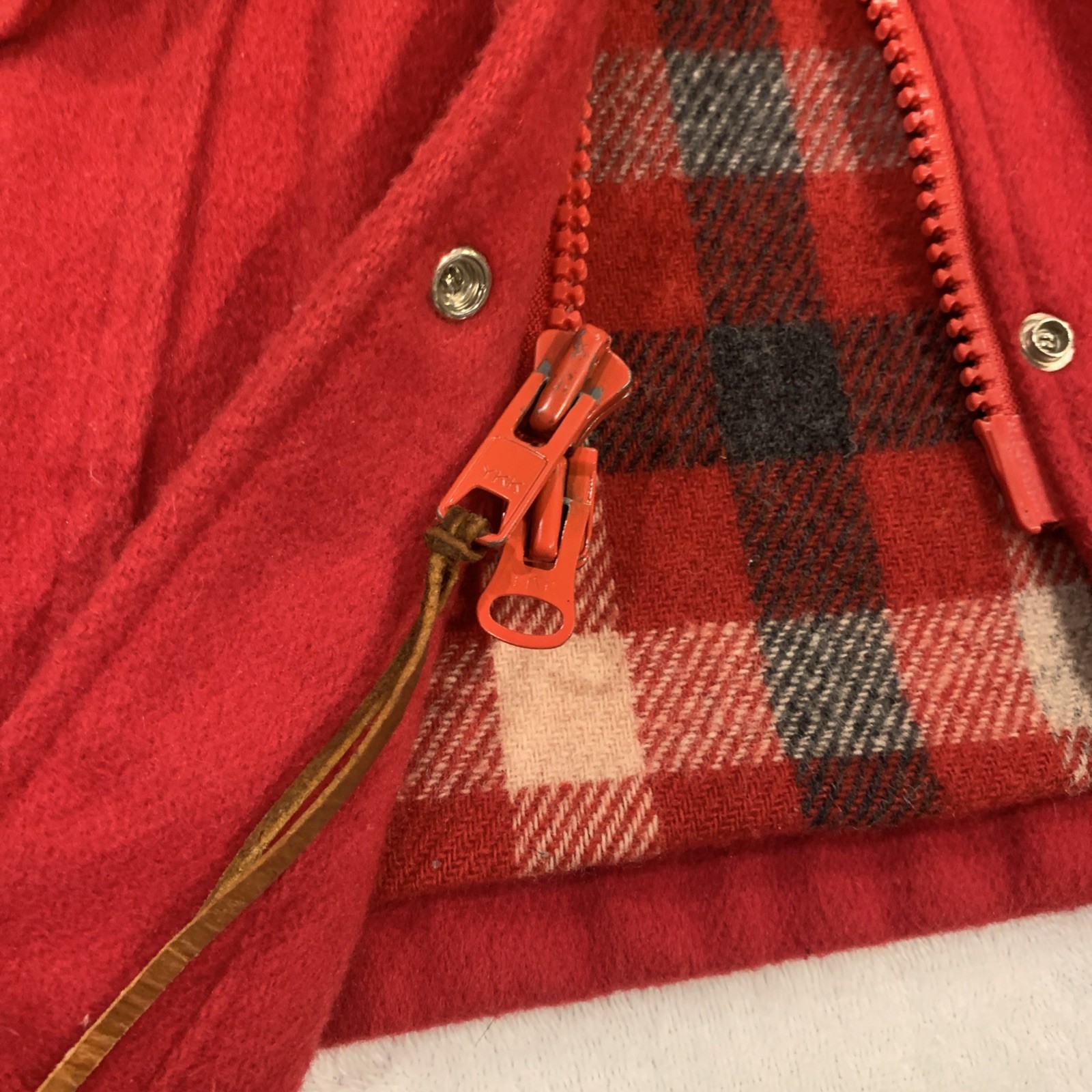Rare Woolrich Wool Jacket Coat Plaid Wool Lined Women’s M Red Vintage No Hood