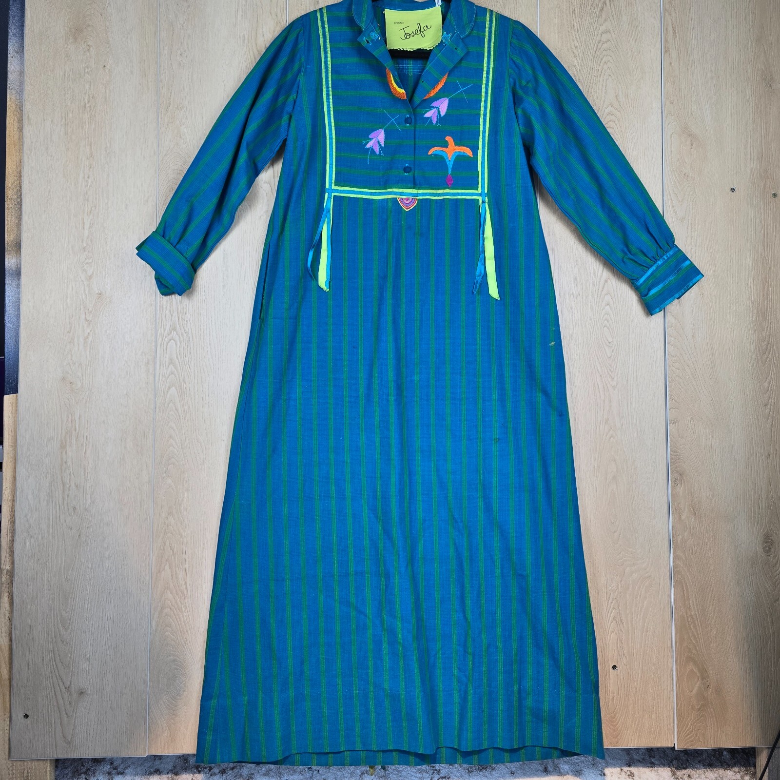 RARE Vintage JOSEFA 1960’s/1970’s Caftan Embroidered Dress with Ribbons – Mexico
