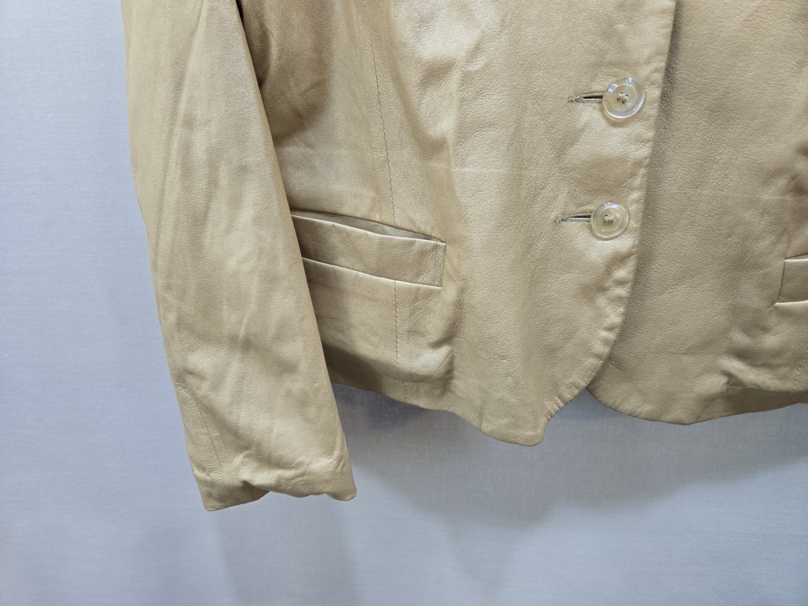 Vintage Remy Usa Leather Gold Jacket Beige Sz S Blazer Soft Womens