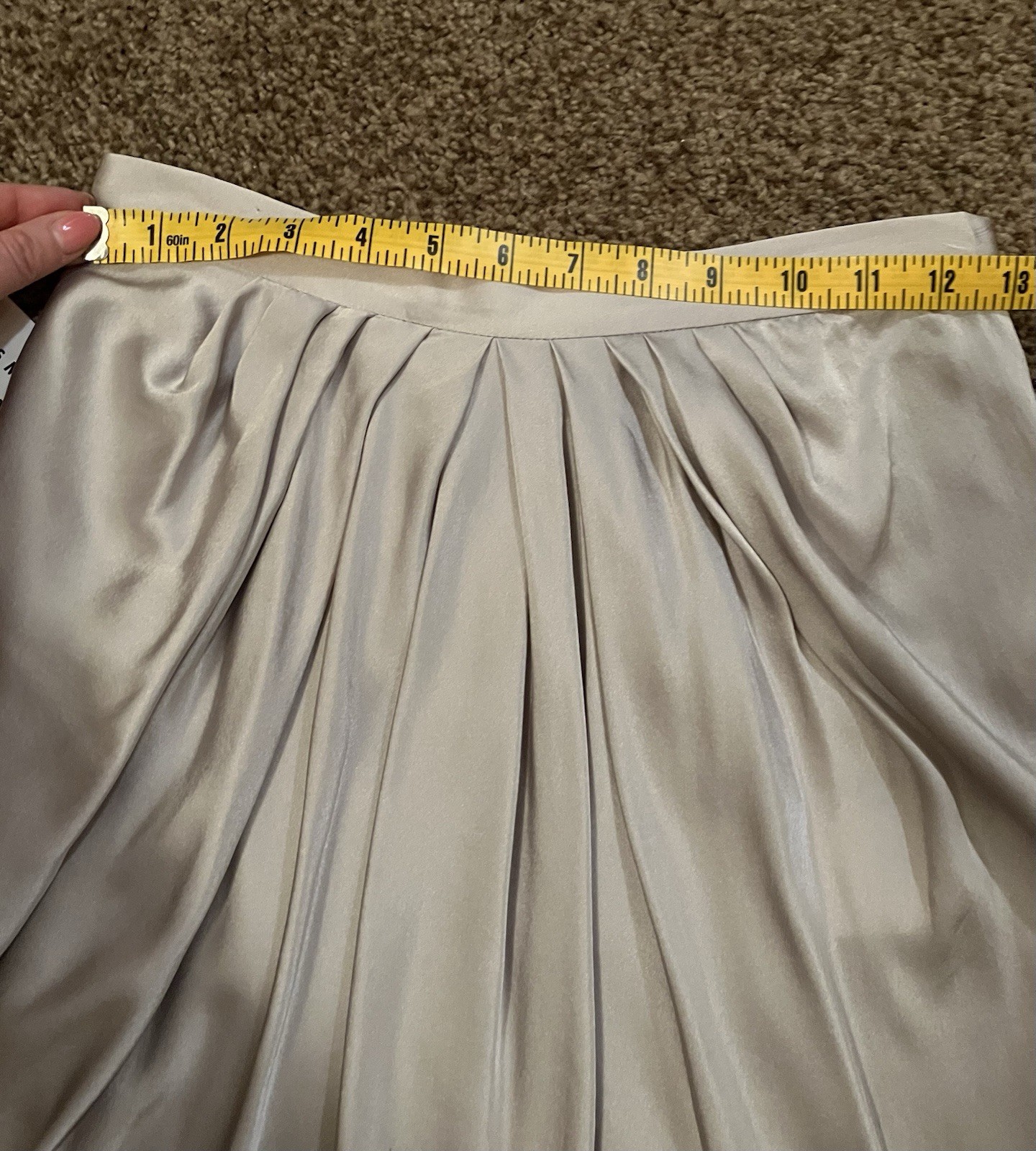 Vintage Valentino Roma, Silver 100% Silk Mini Skirt, Original Tags! Small