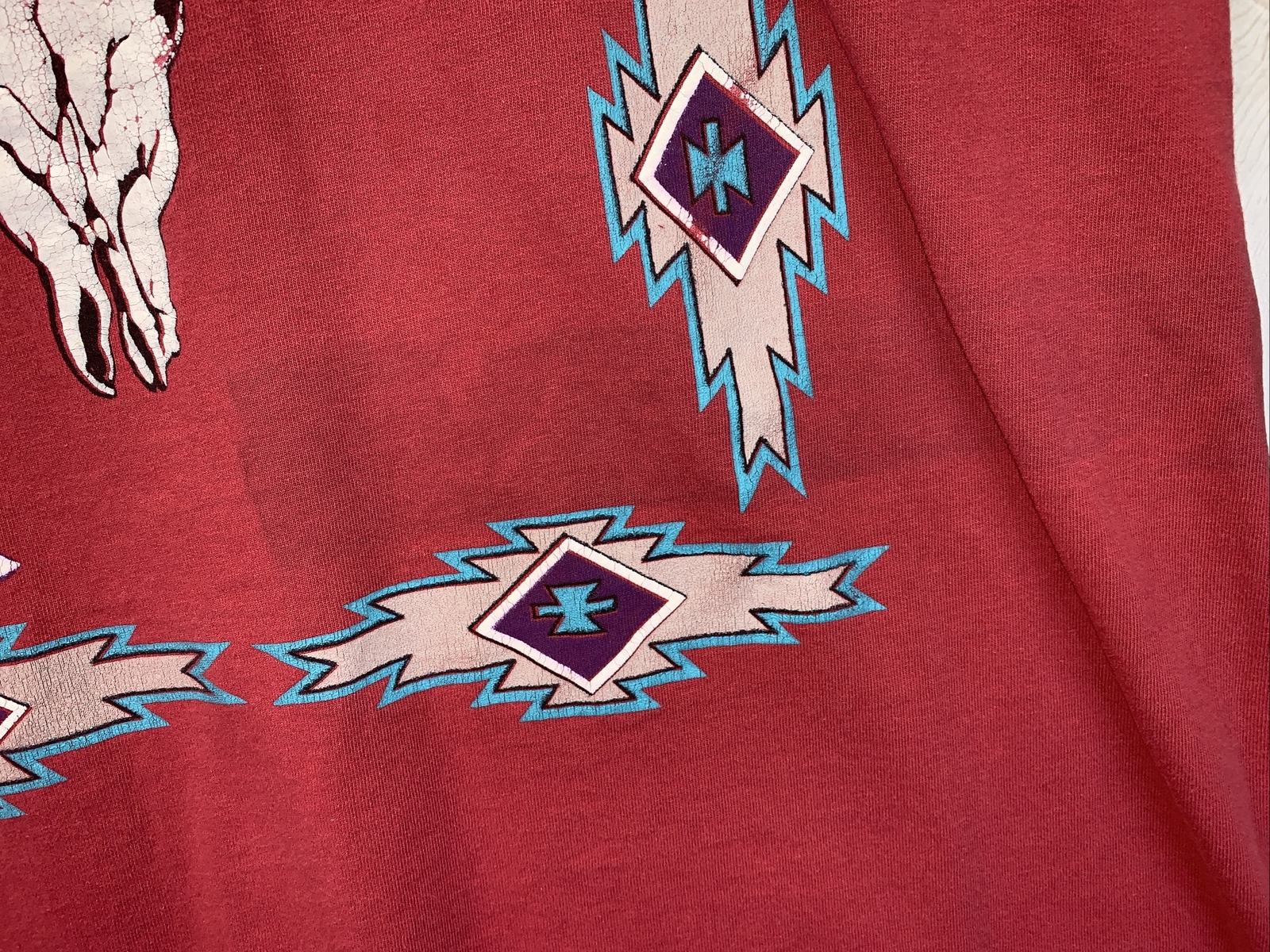 Vintage Single Stitch G Tees Apparel Bull Skull Aztec Red Graphic T Shirt XL