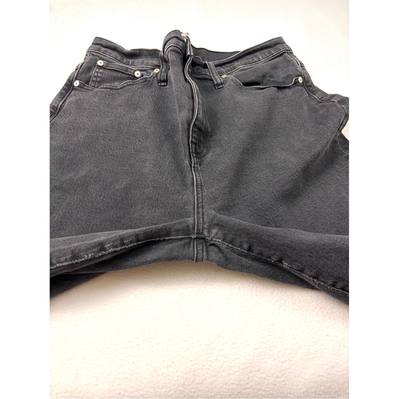 Madewell The Perfect Vintage Jean Fade Black Charcoal Gray Distress Raw Hem (32)