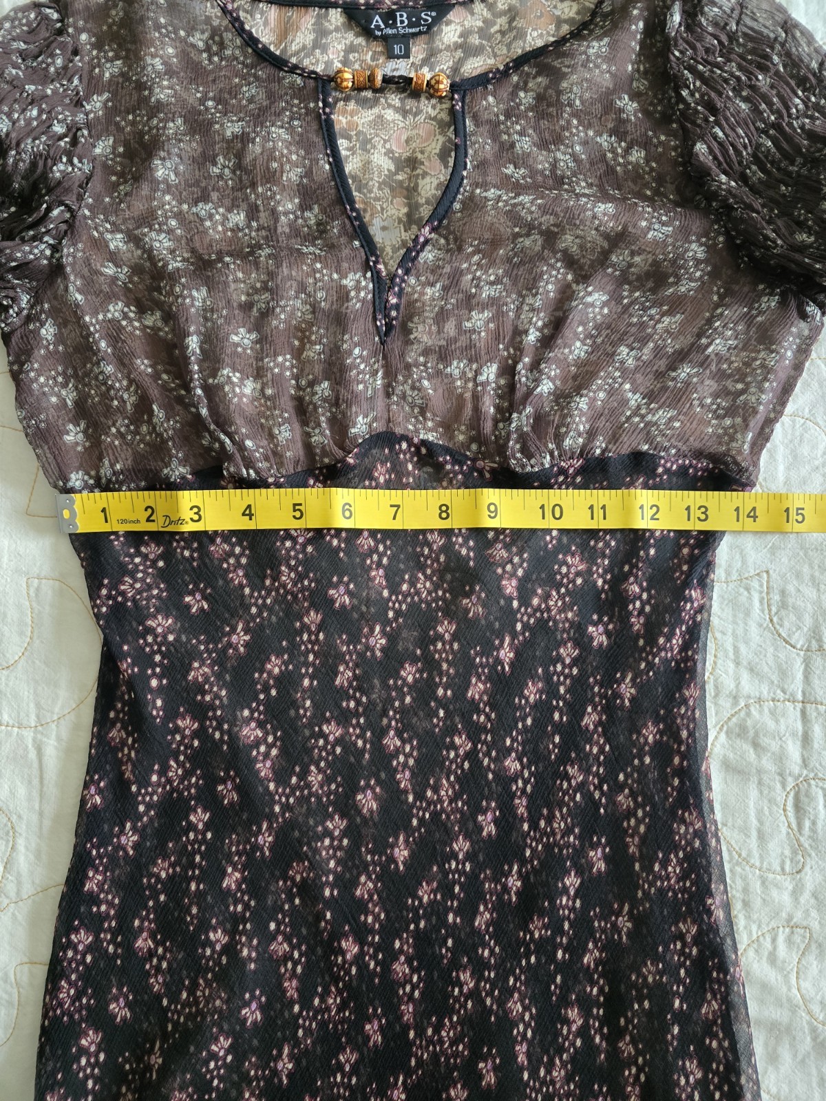 Vintage 90s Y2k Sheer A.B.S Allen Schwartz Dress Womens Small Medium Whimsigoth