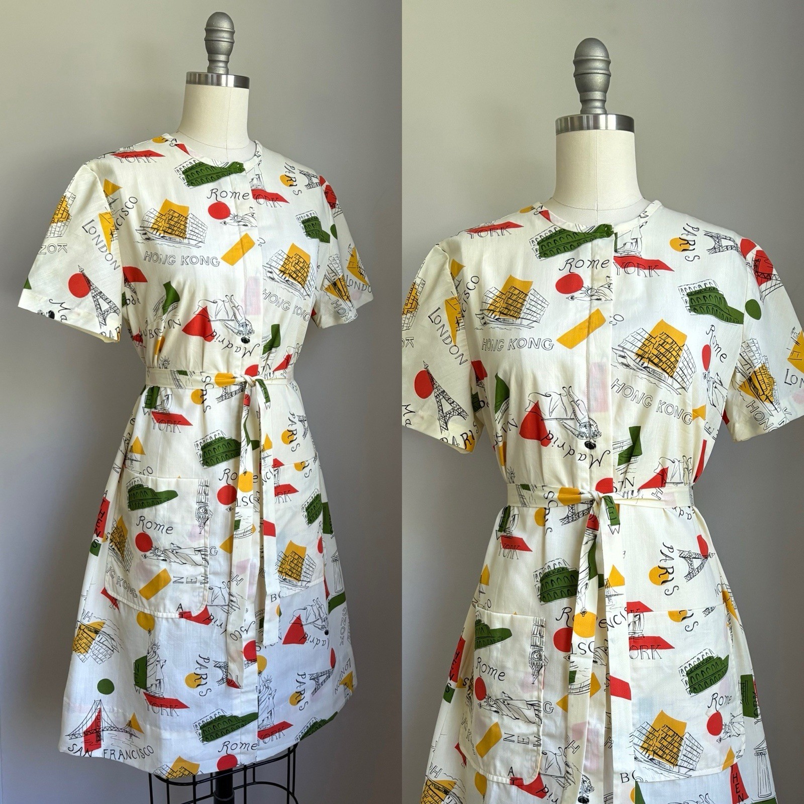 Vintage 1960’s NOS TWA Flight Attendant Stewardess Travel Destinations Dress M