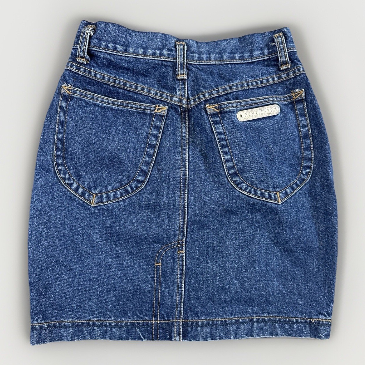 VTG PUMA Denim Skirt |Y2K Logo Button Mini Size 7 High Waist Jean Skirt