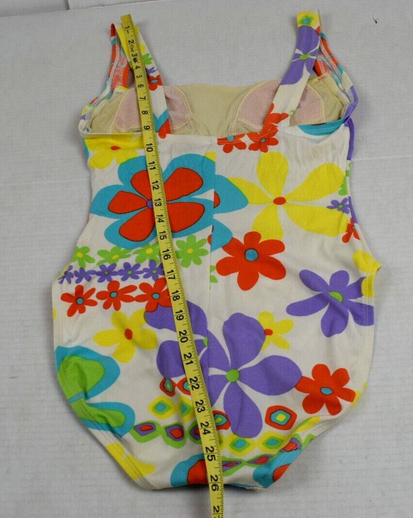 Vintage Swimsuit Flower Power Size S/M 70s Vibrant Colors Full Coverage awesome