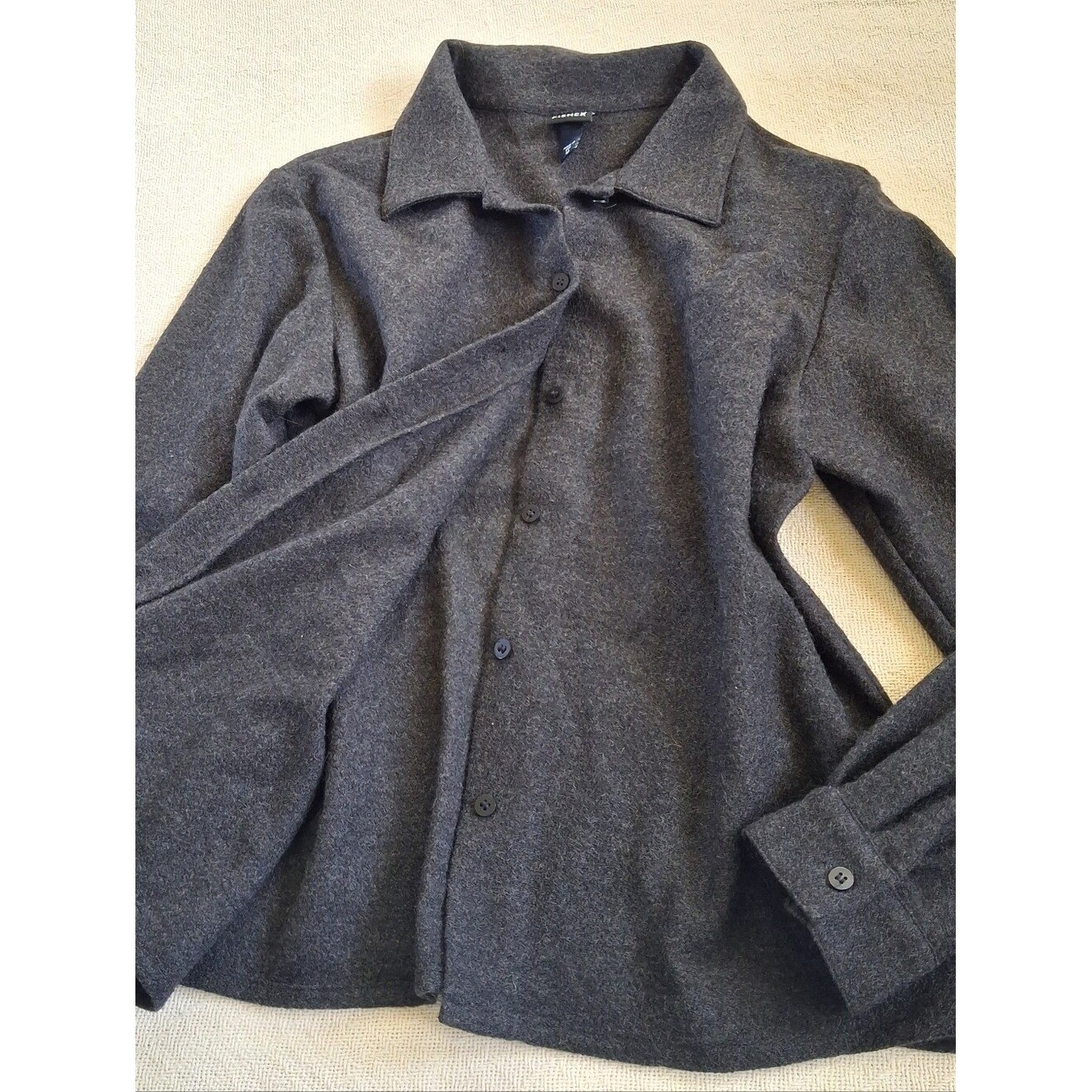 eileen fisher wool collared sweater medium minimalist quiet luxury lagenlook