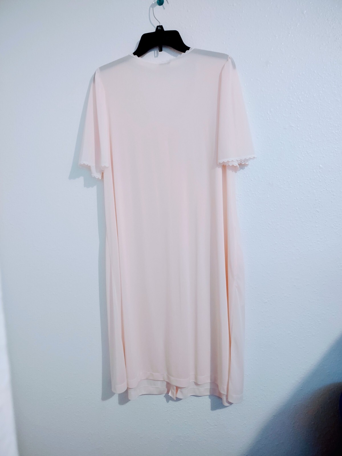 VINTAGE LORRAINE LIGHT PEACH COLOR BUTTON FRONT SHEER NIGHTGOWN (Small Spot)