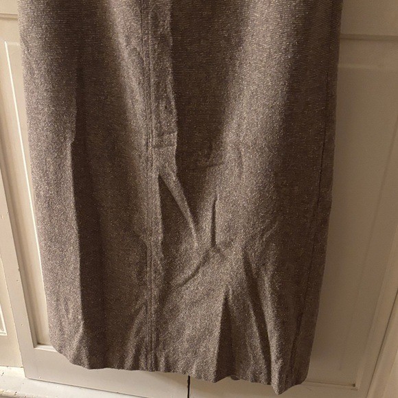 Ellen Tracy Textured Wool Silk Blend Maxi Skirt Sz 10 Neutral ‘90s Back Pockets