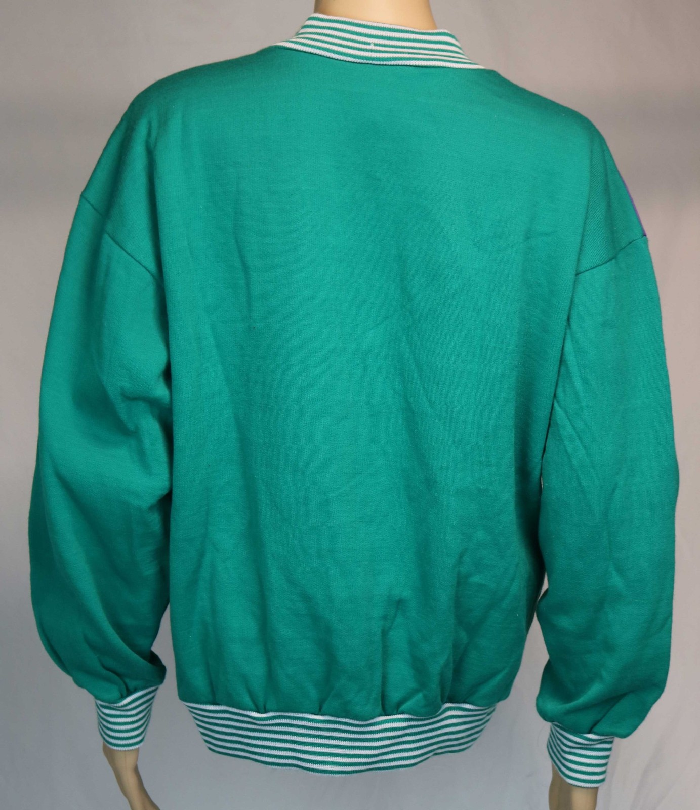 NWT 1980s Vintage Tabou Sweatshirt Pullover Green Purple Colorblock New Wave S/M