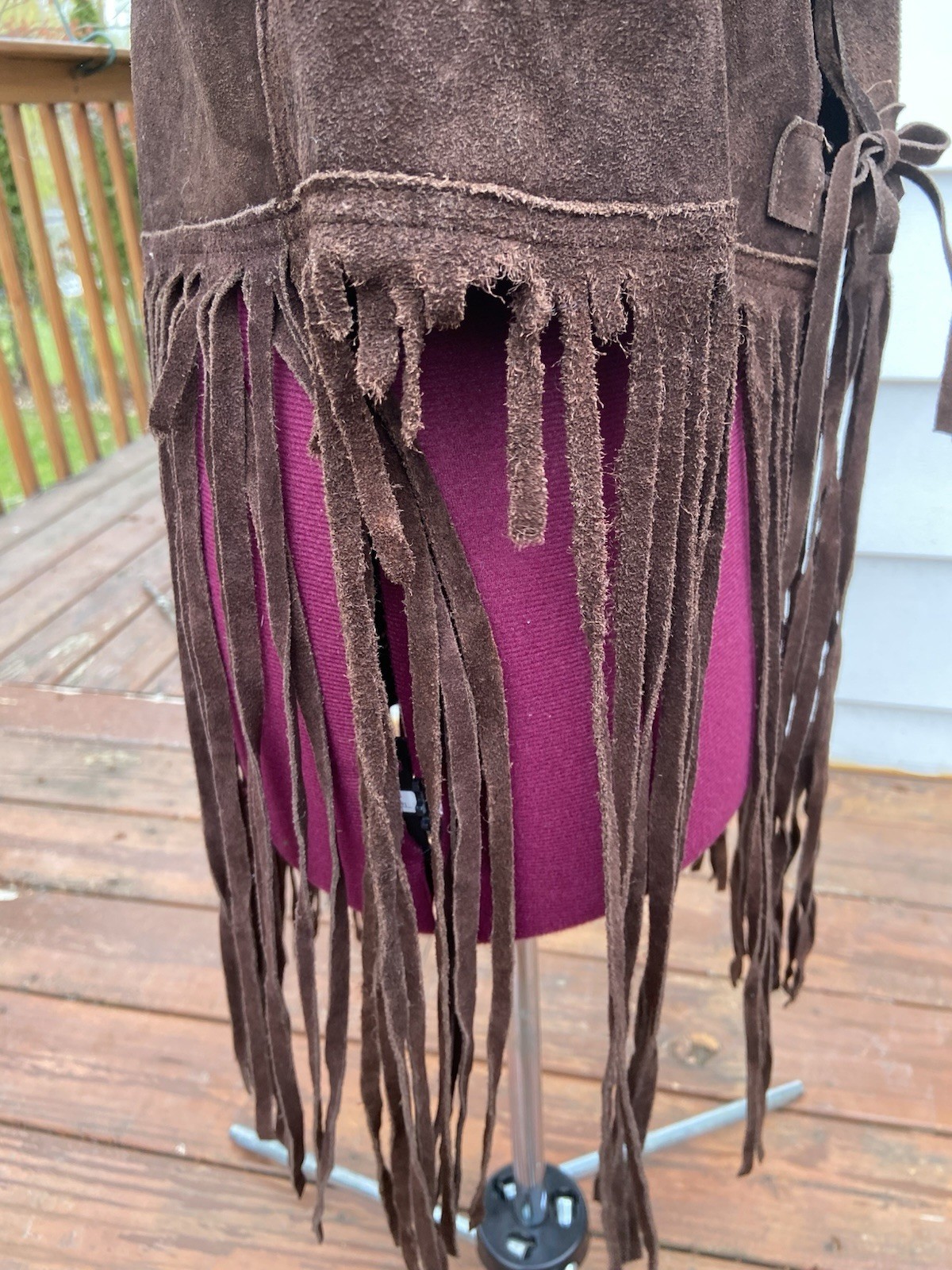 Vintage Gaitan Brown Leather Fringe Vest Made in Mexico Size Approximately Small