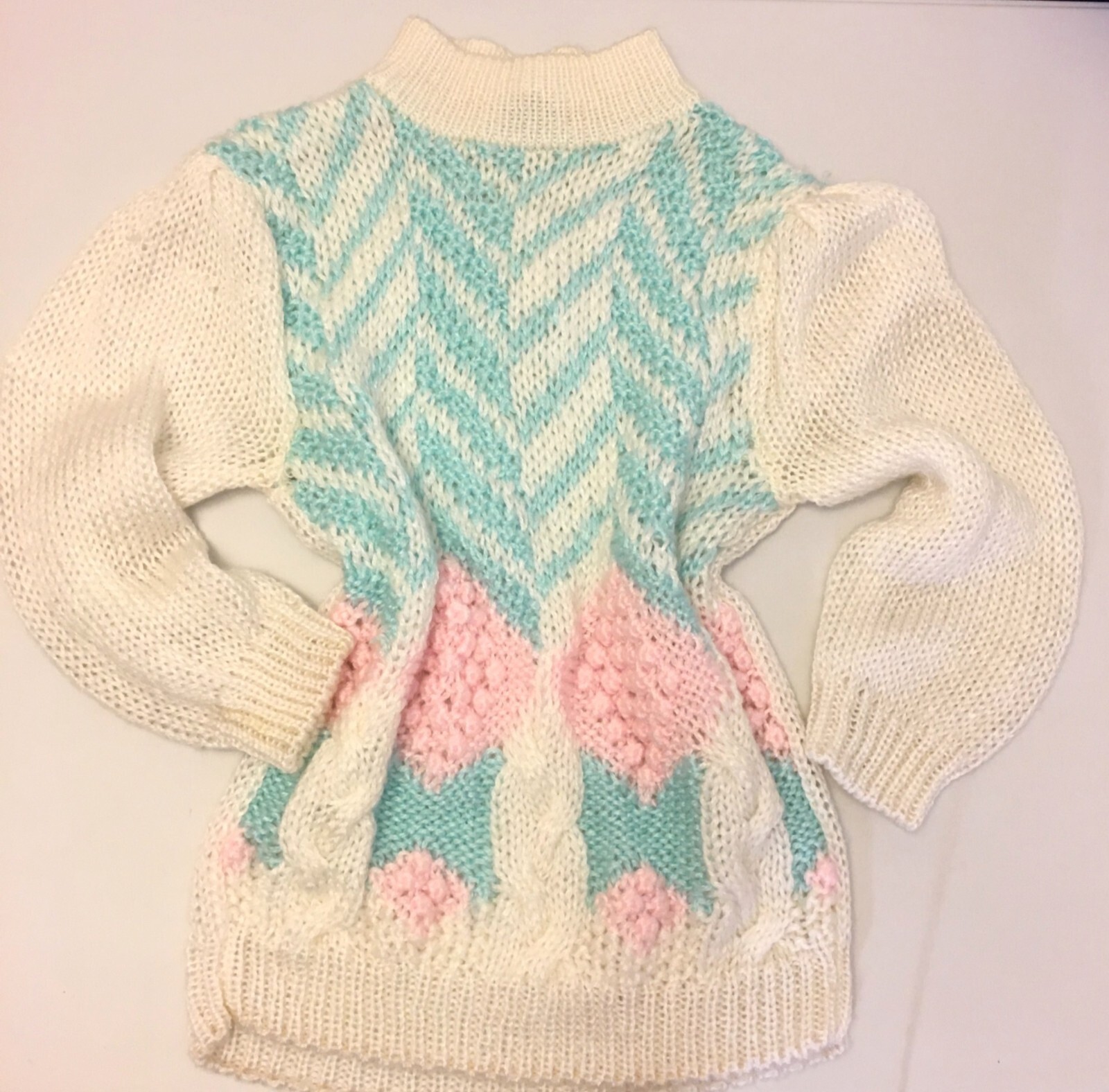 Vintage 70s 80s Textured Pastel Sweater kawaii Fairycore Fairy Kei Twee -T10