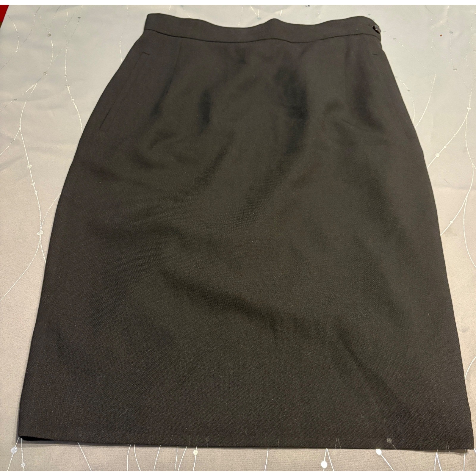 Vintage 100% Wool Black Pencil Skirt Made in Japan High Waisted Size 8 WPL 8046