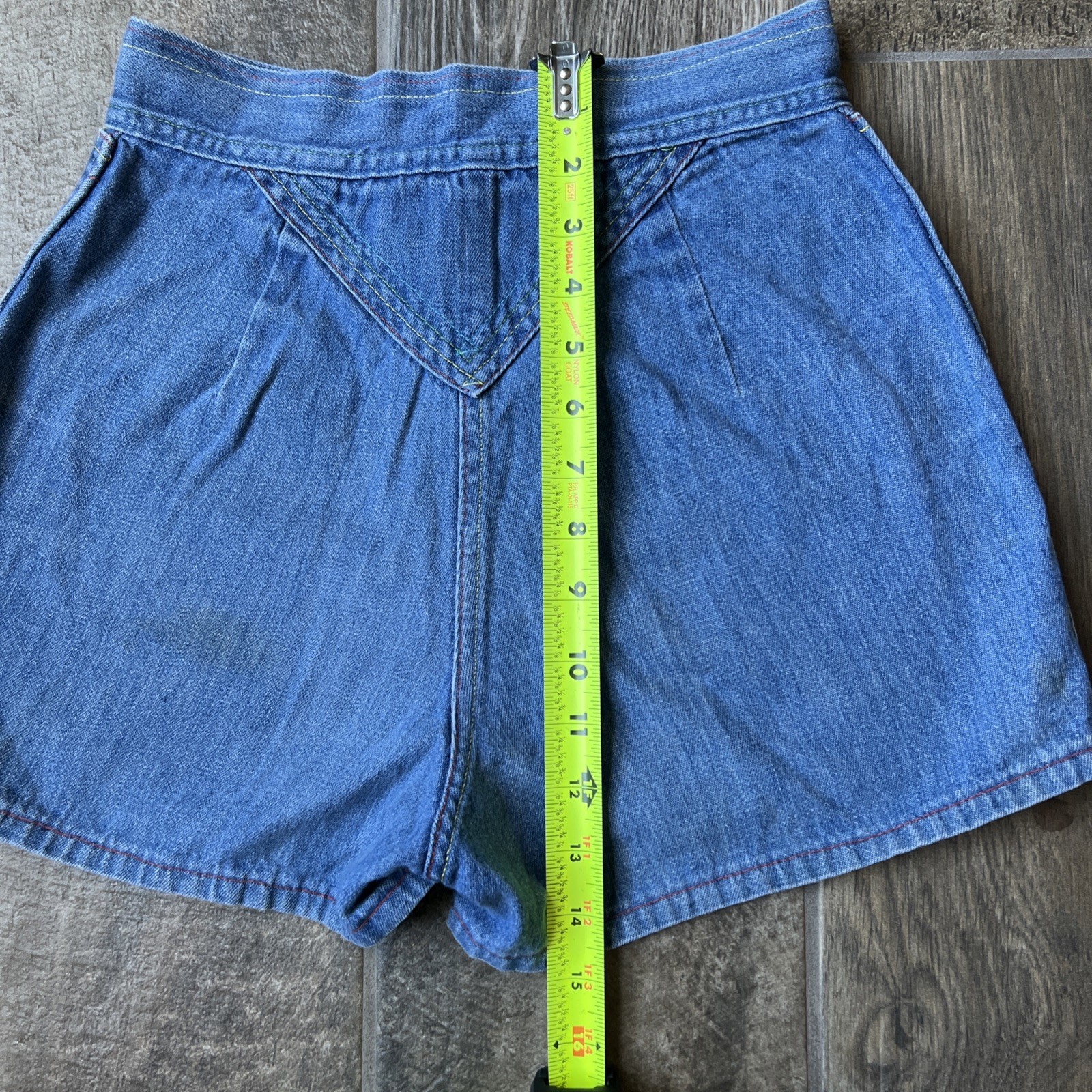 Vintage Plush Bottoms Denim Shorts Women’s XS Rainbow Stitch Talon Zip USA