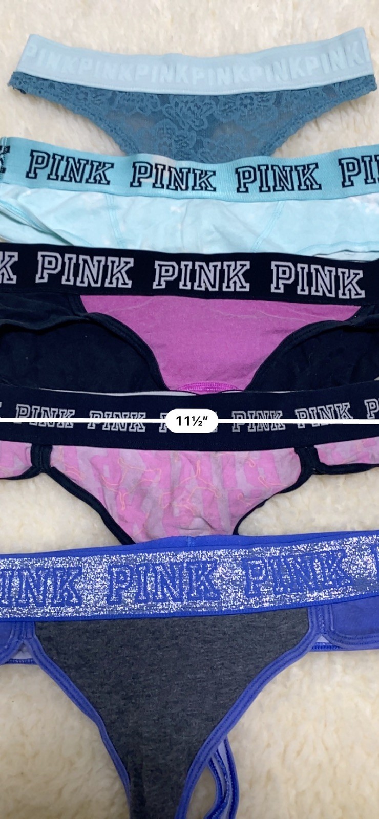 Vintage lote 5 PINk/ Victoria’S Secrets Thong/string PANTIES#914