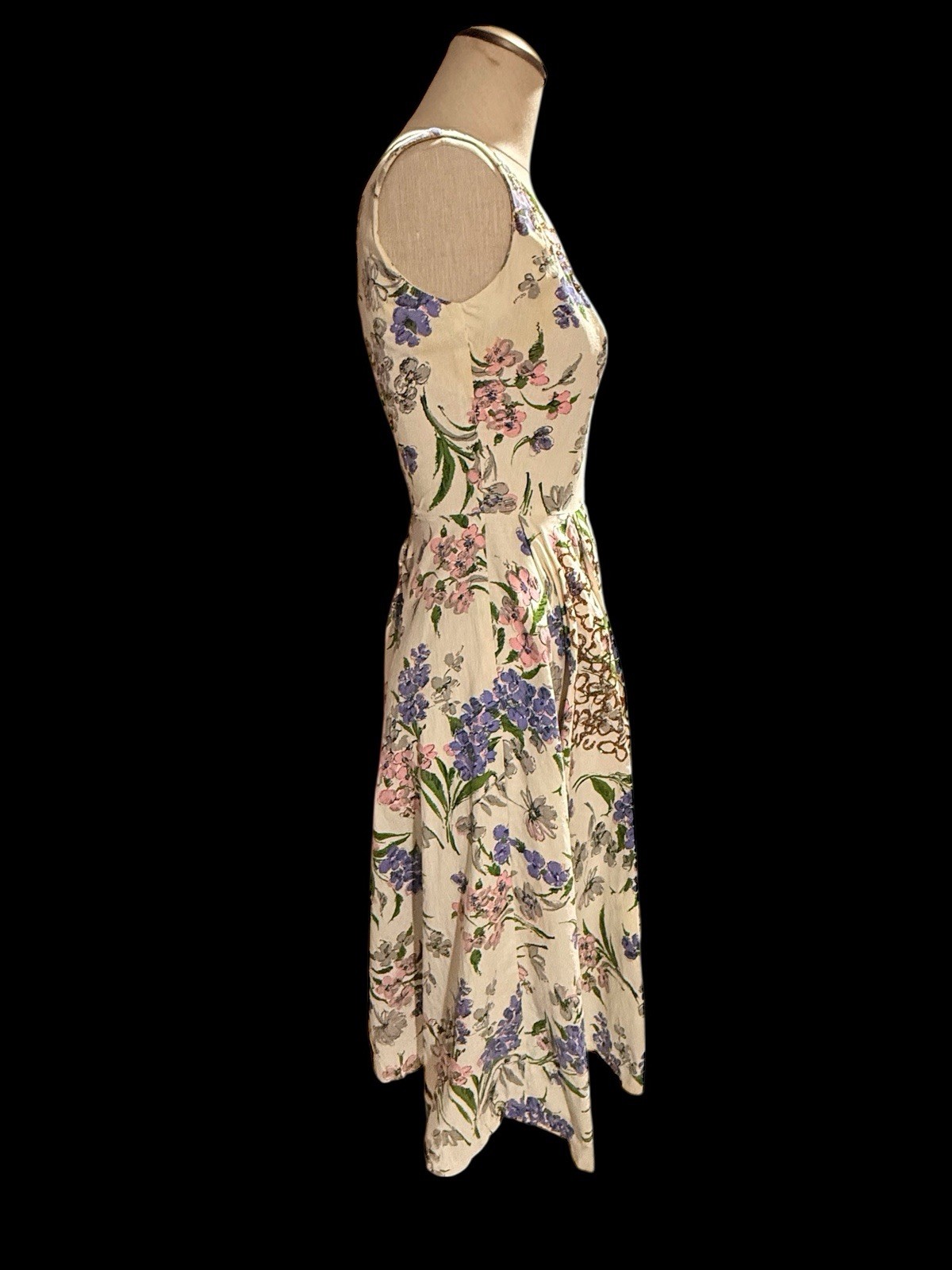 1950- Fit & Flare Floral Party Dress with Glitter Accents – Garden Tea Length