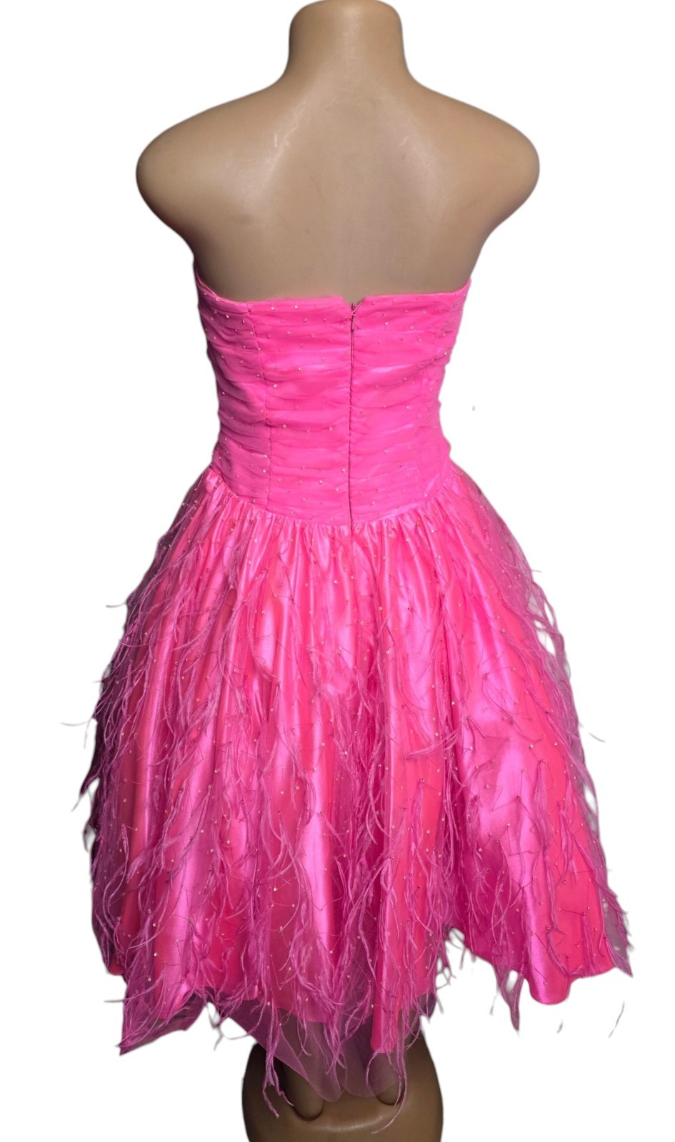 Vtg 80s Alyce Designs Strapless Ruched Bodice Mini Dress Women 6 Barbiecore Glam