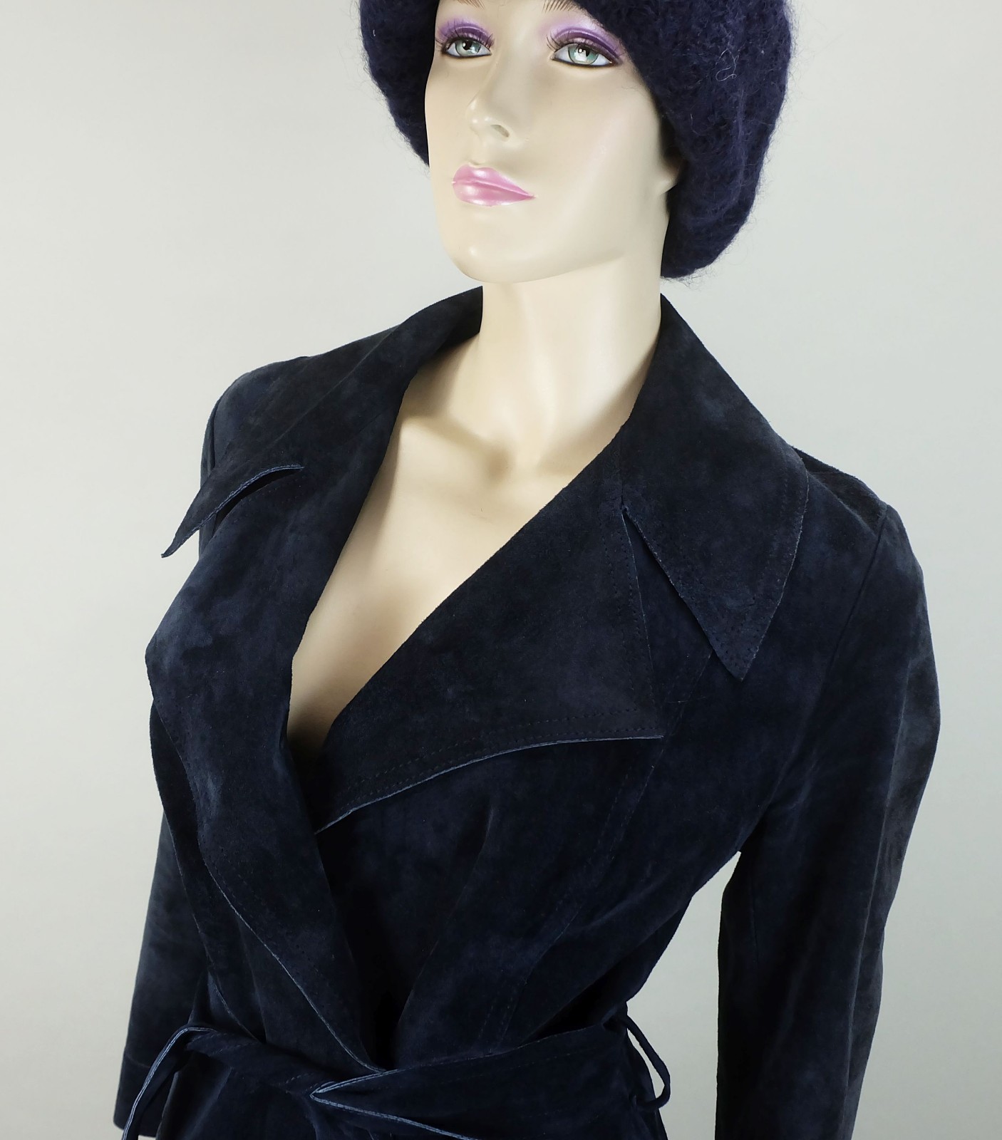 1970s Blue Suede Coat Size 38 True Vintage