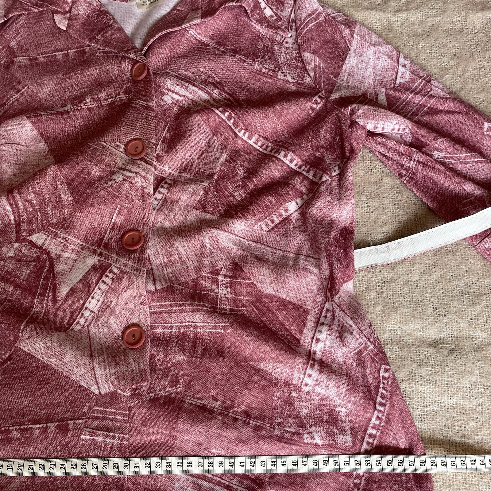Vintage Original 70s unworn Size XL – 2XL Shirt Dress Pink Patchwork 'Helka’