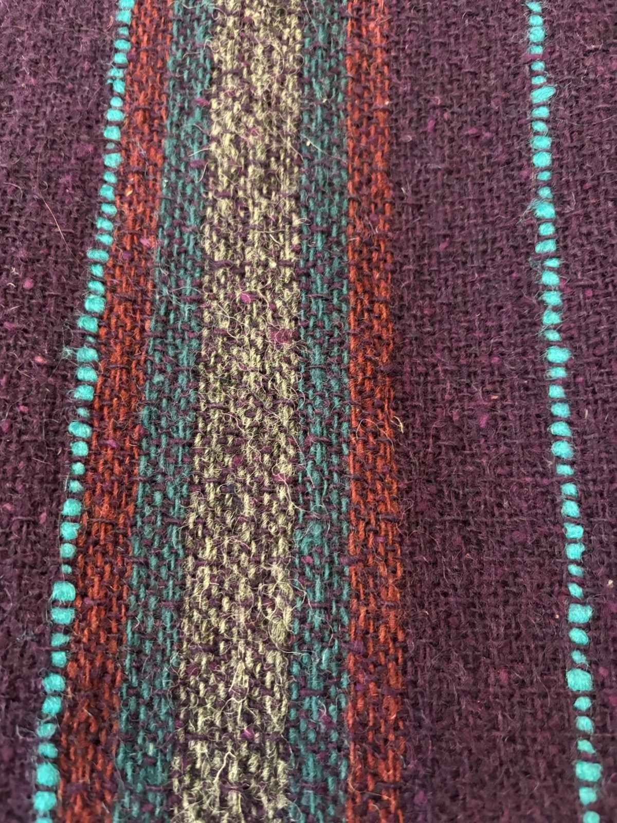 Vintage Fenn Wright Manson Wool Blend Open Jacket Purple Red Blue Cropped