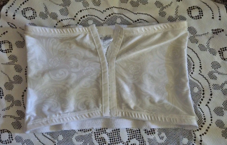 Vintage 90s Cupid 5067 Extra Firm Control Waist Cincher Girdle Damask White Larg