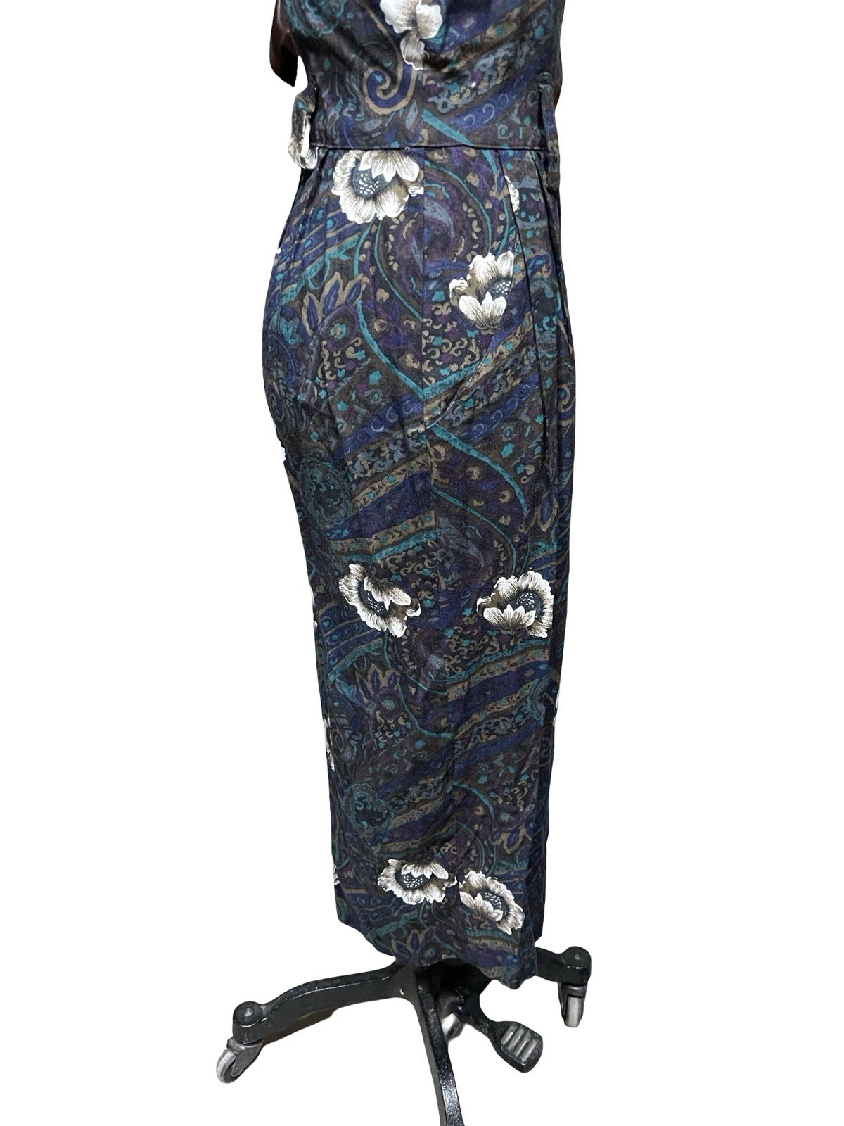 Vintage Outback Red Purple Blue Rayon Paisley Pinafore Dress Sz 4 USA